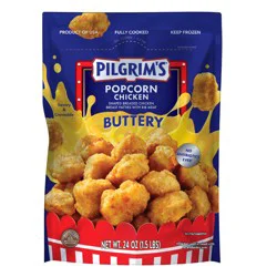 Pilgrim's Fully Cooked Buttery Popcorn Shaped Breaded Chicken Breast Patties With Rib Meat