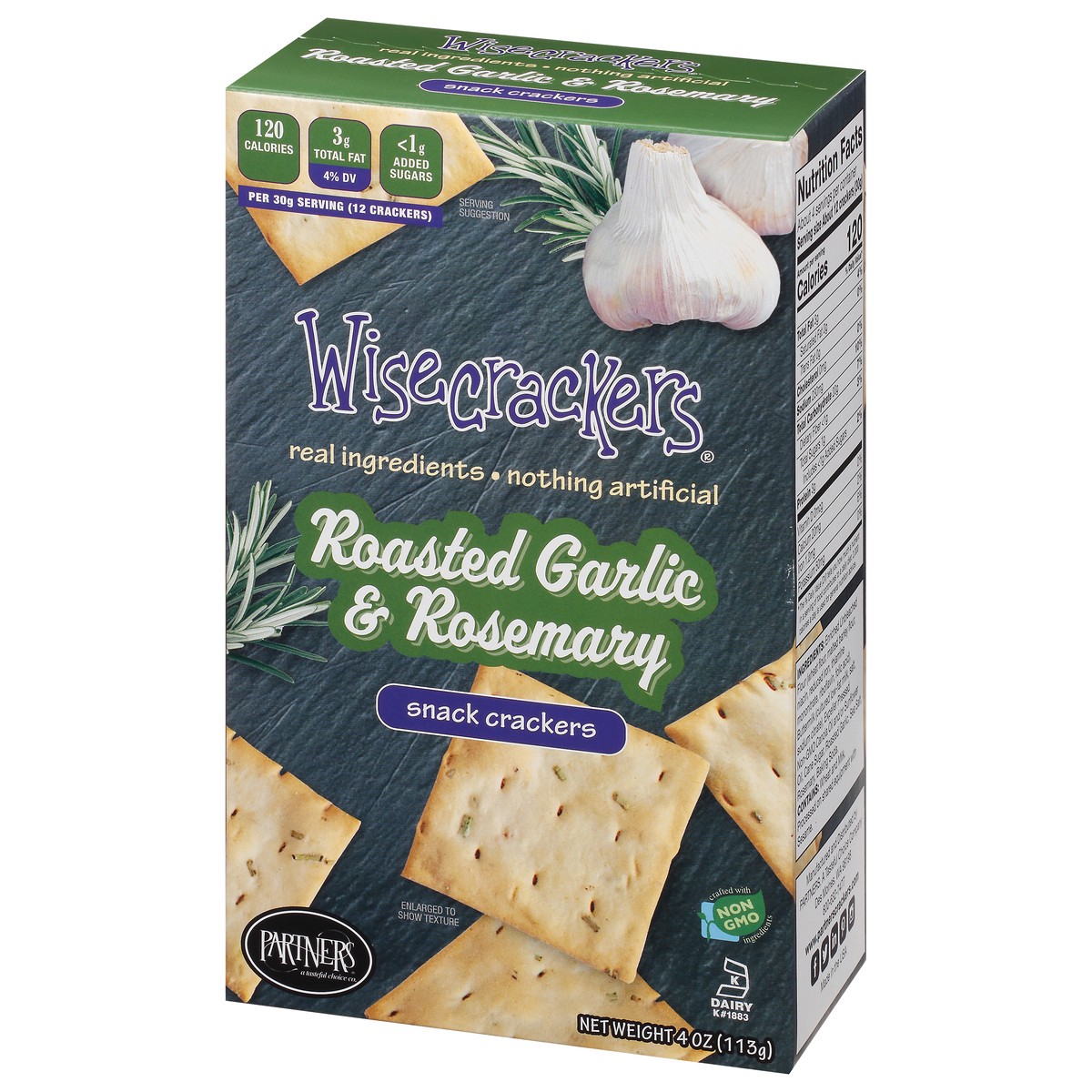 slide 6 of 9, Wisecrackers Snack Roasted Garlic & Rosemary Crackers 4 oz, 4 oz