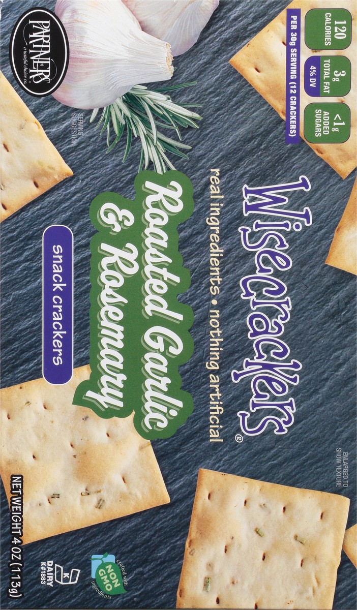 slide 7 of 9, Wisecrackers Snack Roasted Garlic & Rosemary Crackers 4 oz, 4 oz