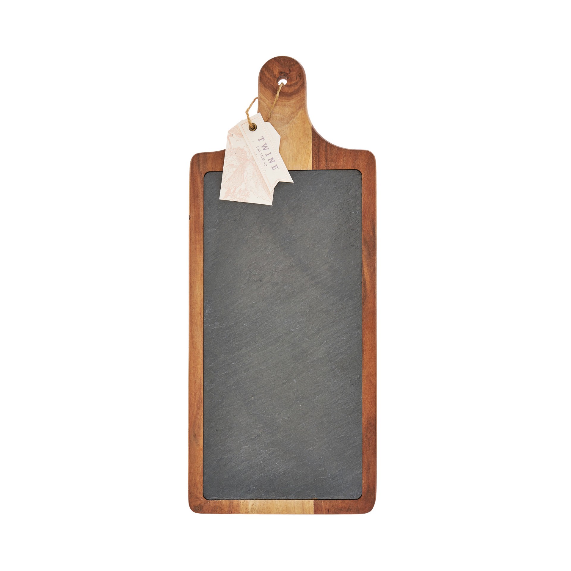 slide 3 of 3, Twine Country Home Acacia Wood And Slate Cheese Board Paddle, Acacia Wood Charcuterie Board, 17.8" by 7.1", Gourmet Gift Set, 1 ct