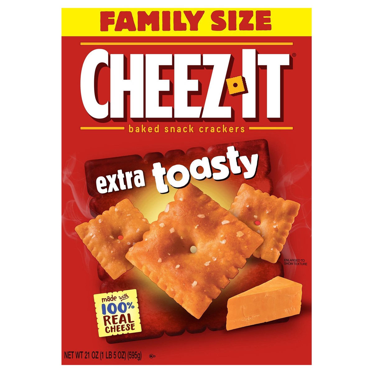 slide 1 of 5, Cheez-It Extra Toasty Family Size Baked Snack Crackers, 21 oz