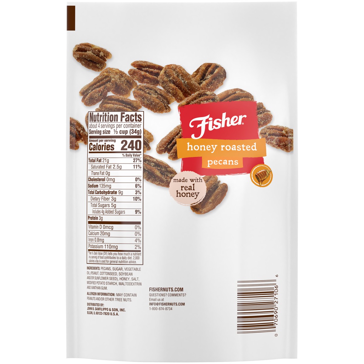 slide 13 of 14, Fisher Honey Roasted Pecans 4.5 oz. Pouch, 4 oz