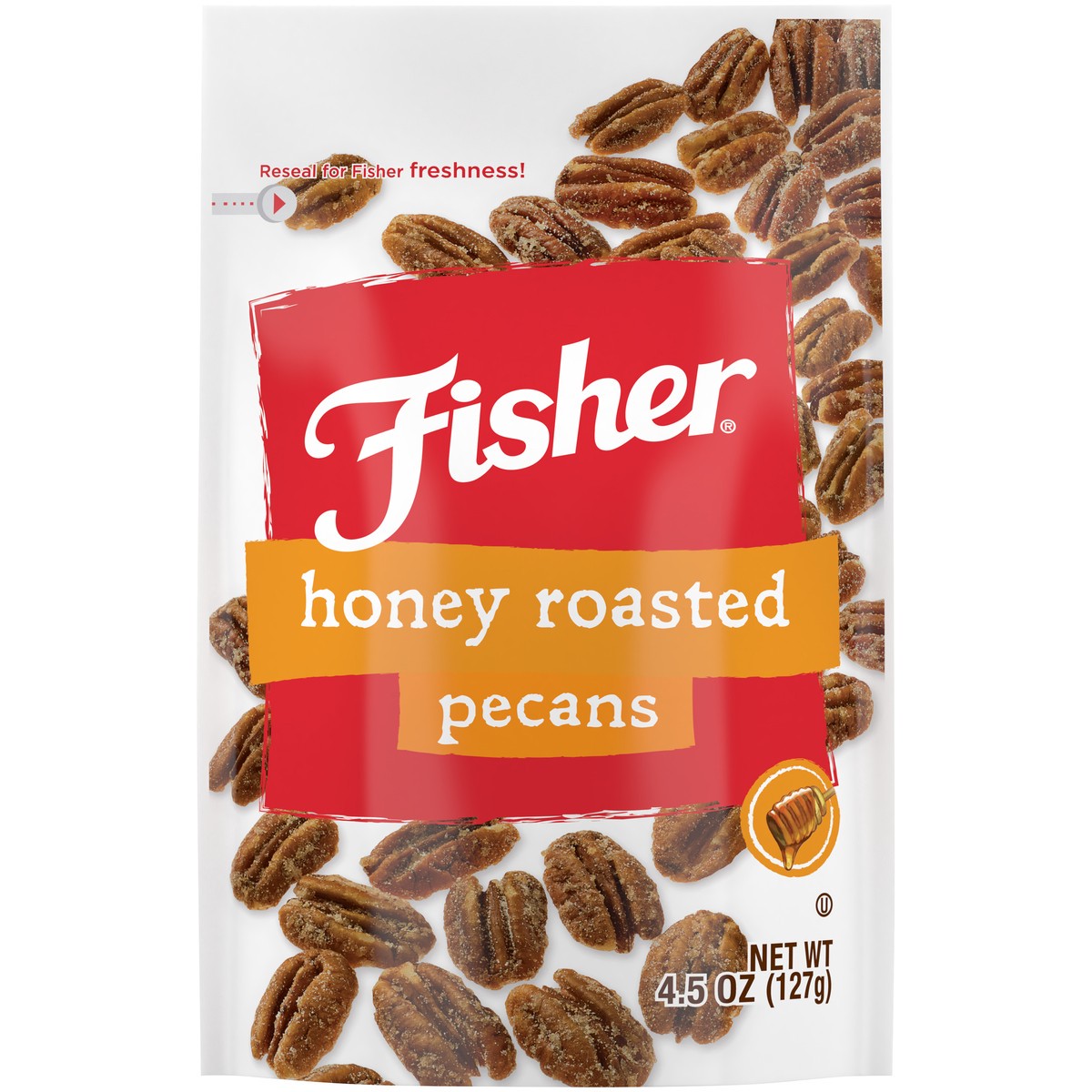 slide 4 of 14, Fisher Honey Roasted Pecans 4.5 oz. Pouch, 4 oz