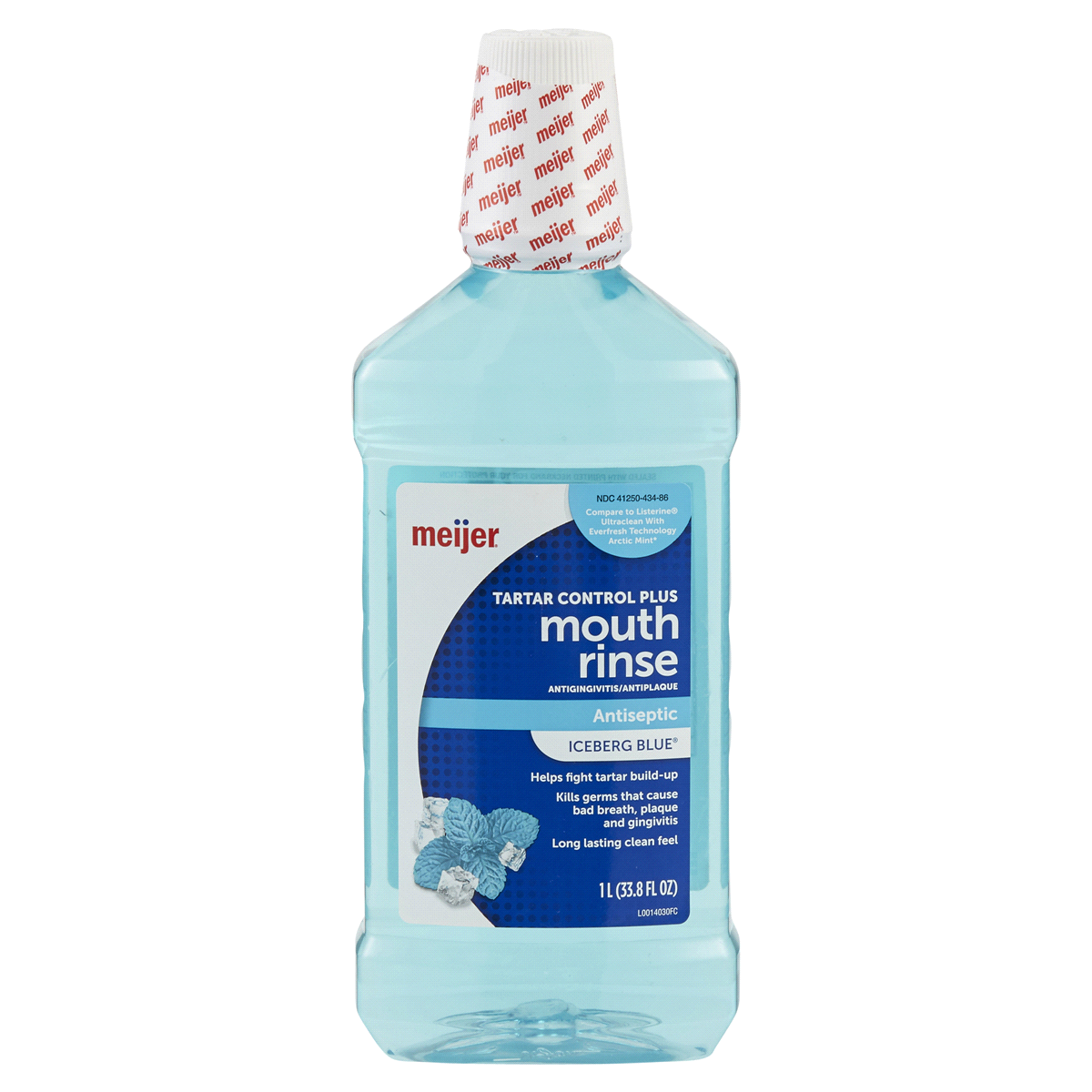 slide 1 of 2, Meijer Tartar Control Plus Mouthwash, Iceberg Blue, 33.8 oz