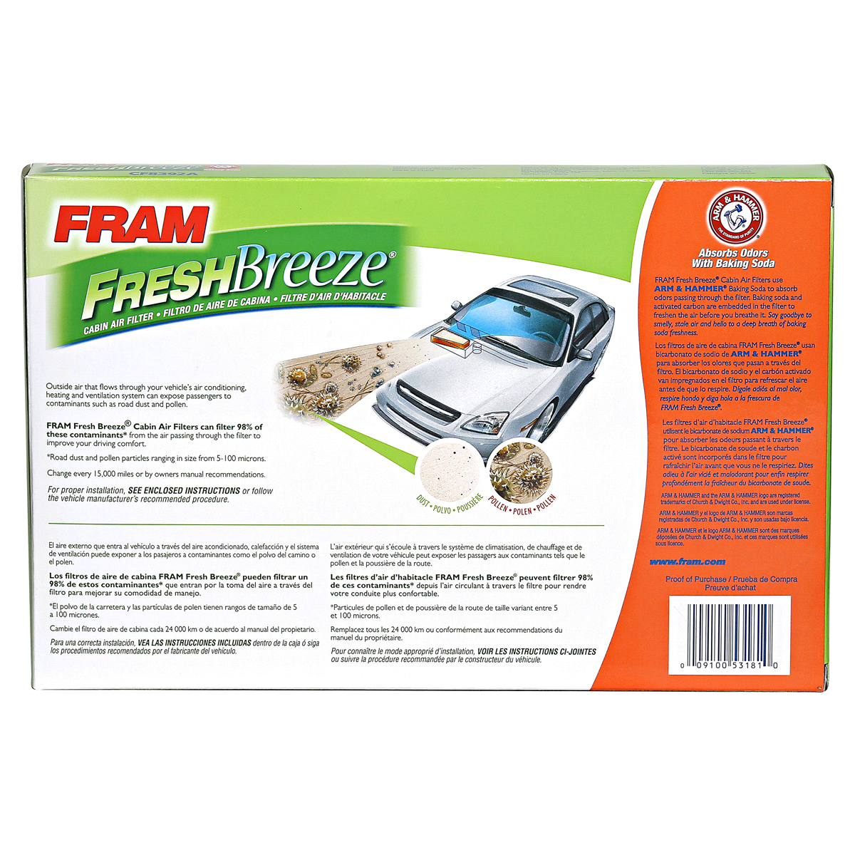 slide 4 of 4, Fram Fresh Breeze Cabin Air Filter CF8392A, 1 ct