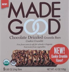 MadeGood Cookie Crumble Chocolate Drizzled Granola Bars 5-0.85 oz Packs