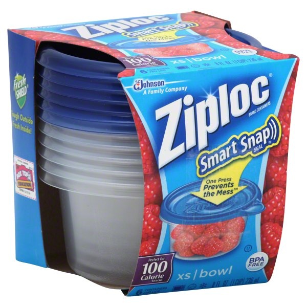 slide 1 of 5, Ziploc Containers and Lids 6 ea, 6 ct