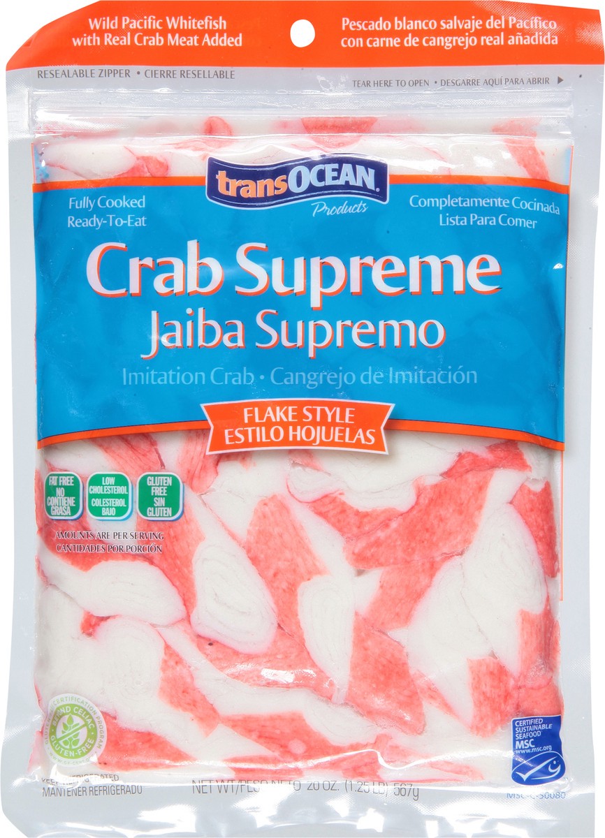 slide 4 of 14, Trans-Ocean Crab Supreme Flake Style Imitation Crab 20 oz, 20 oz