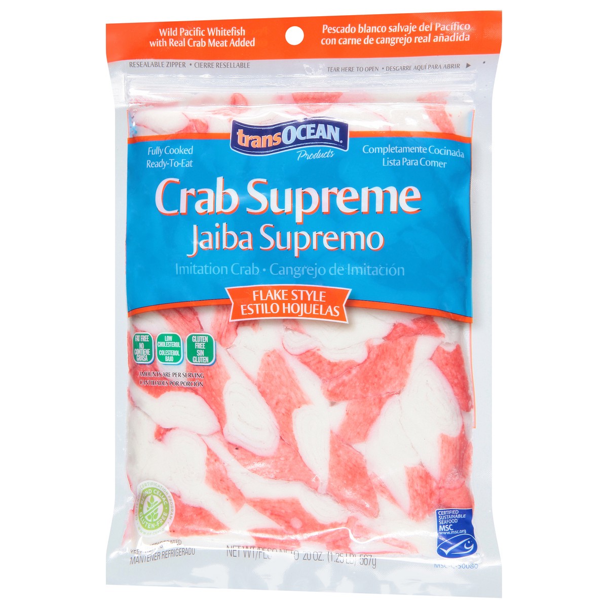 slide 7 of 14, Trans-Ocean Crab Supreme Flake Style Imitation Crab 20 oz, 20 oz