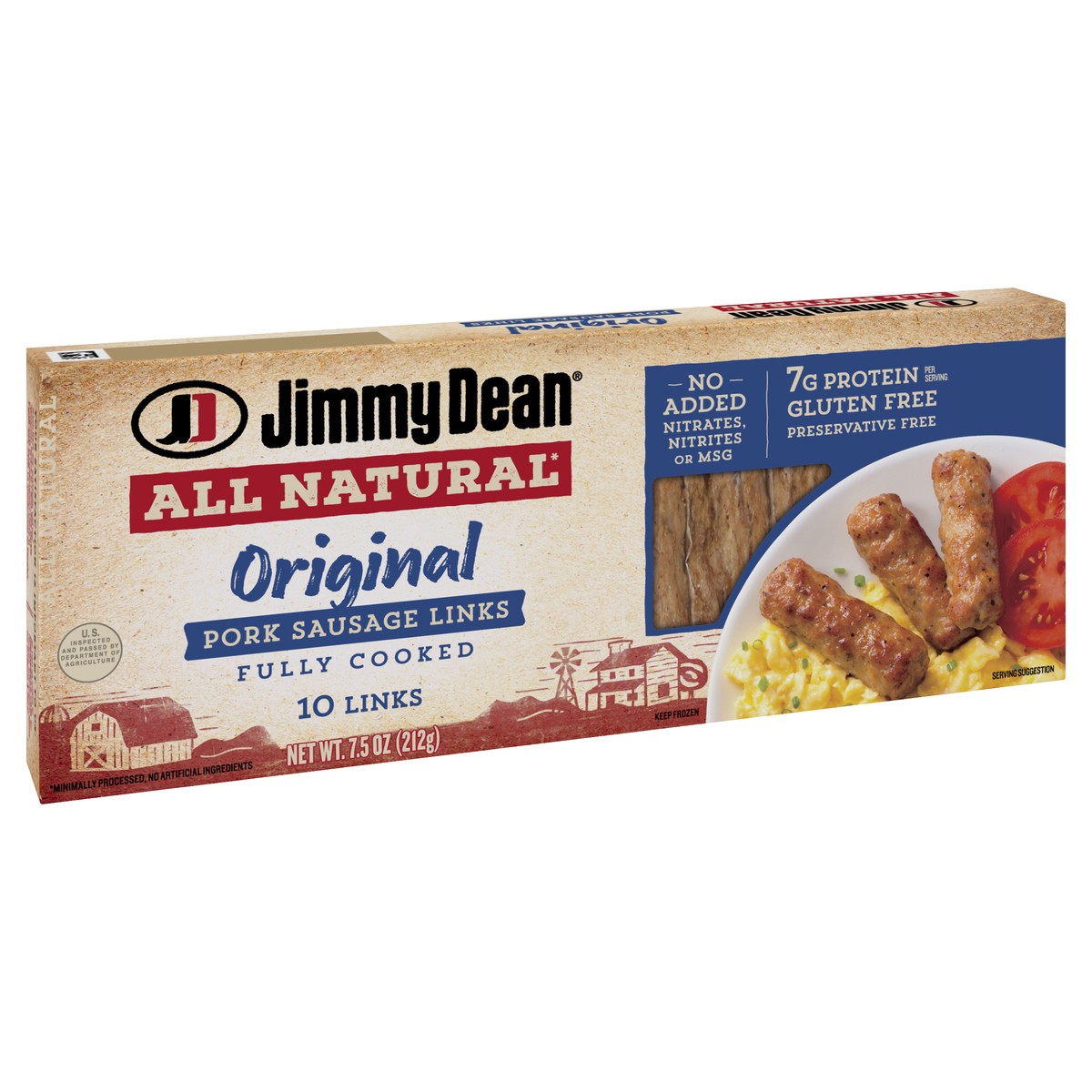 slide 3 of 9, Jimmy Dean All-Natural* Original Pork Sausage Links, 10 Count, 212.62 g