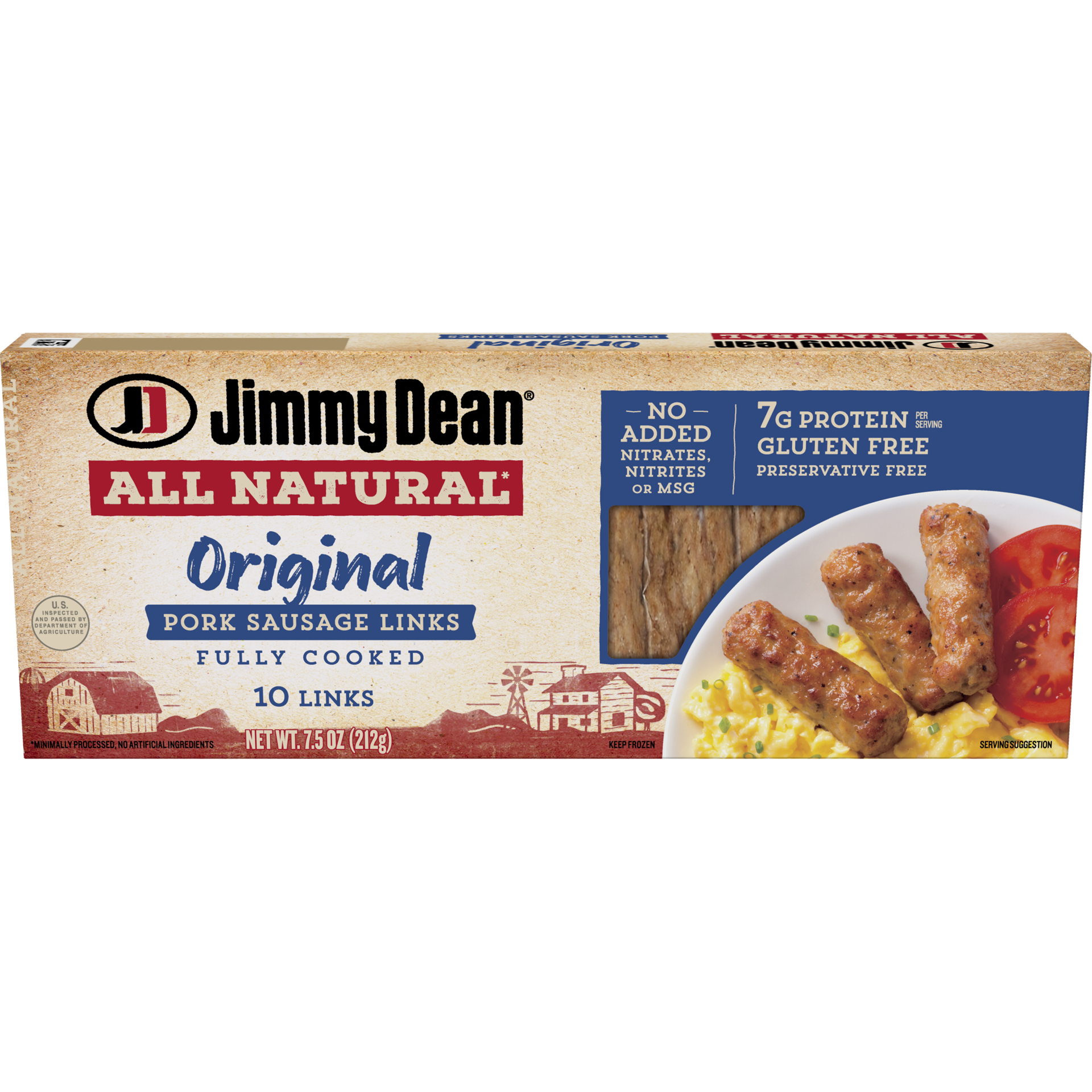 slide 1 of 9, Jimmy Dean All-Natural* Original Pork Sausage Links, 10 Count, 212.62 g