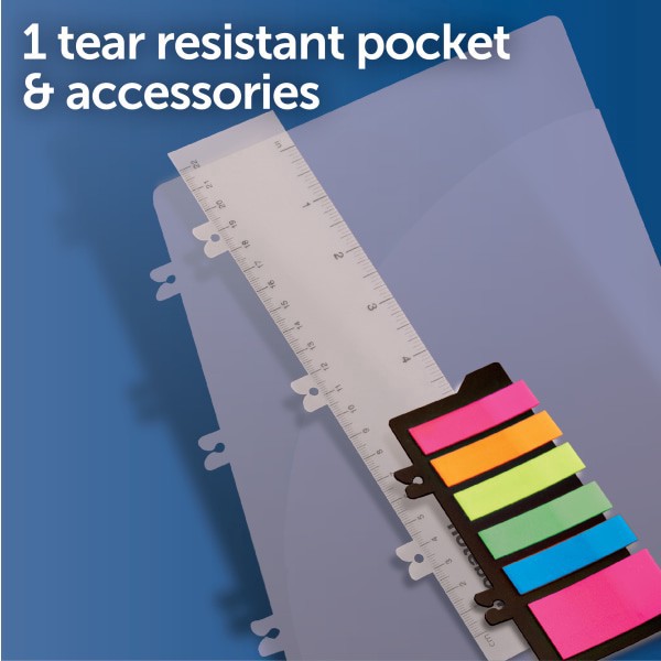 slide 4 of 4, Office Depot Brand Stellar Notebook With Spine Cover, 8-1/2"" X 11"", 3 Subject, College Ruled, 150 Sheets, Blue, 150 ct