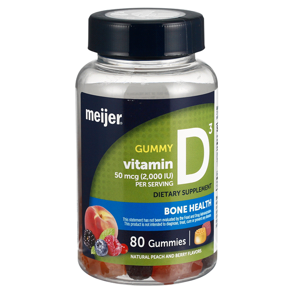 slide 1 of 1, Meijer Vitamin D 50mcg Gummy Dietary supplement, 80 ct