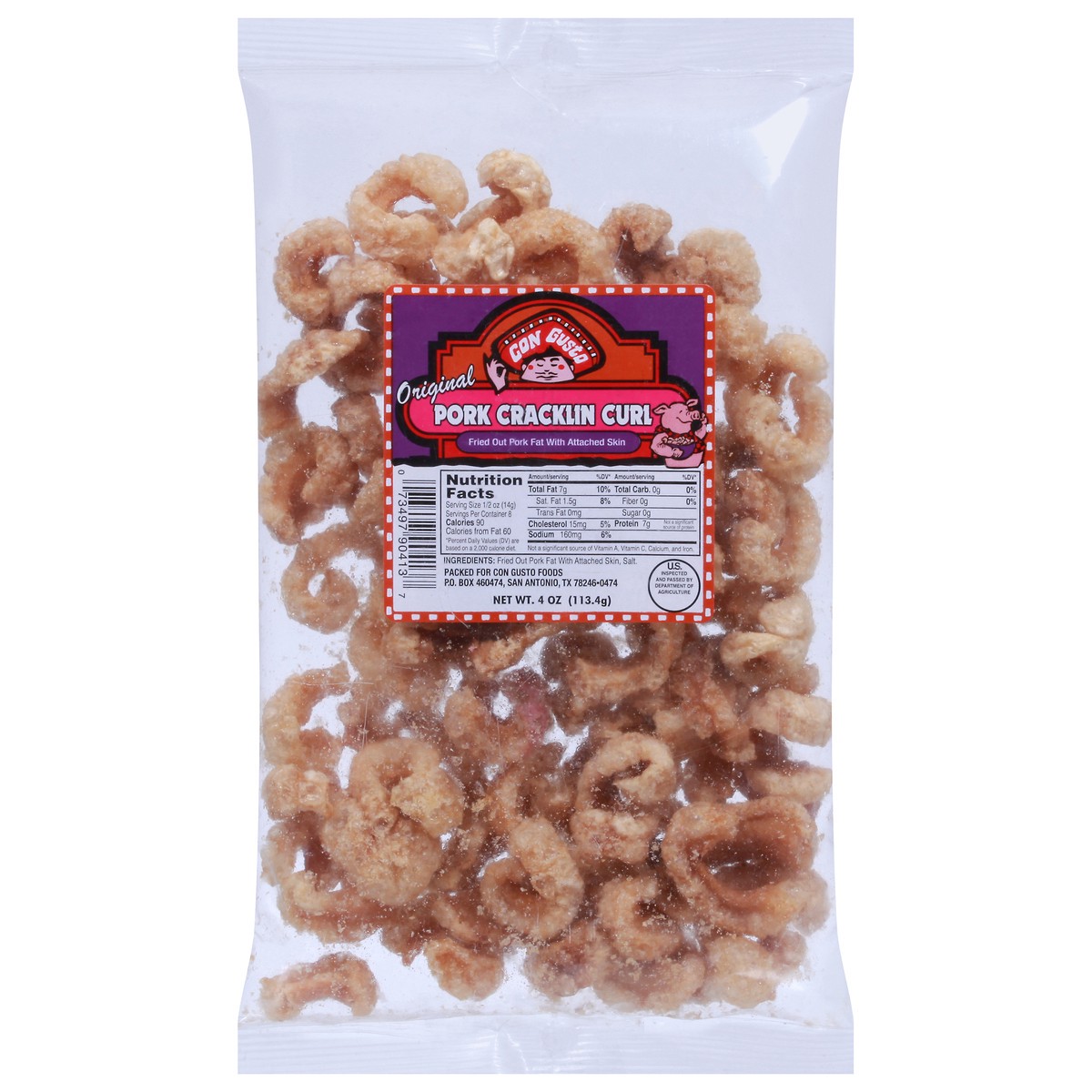 slide 8 of 14, Con Gusto Original Pork Cracklin Curl 4 oz, 4 oz