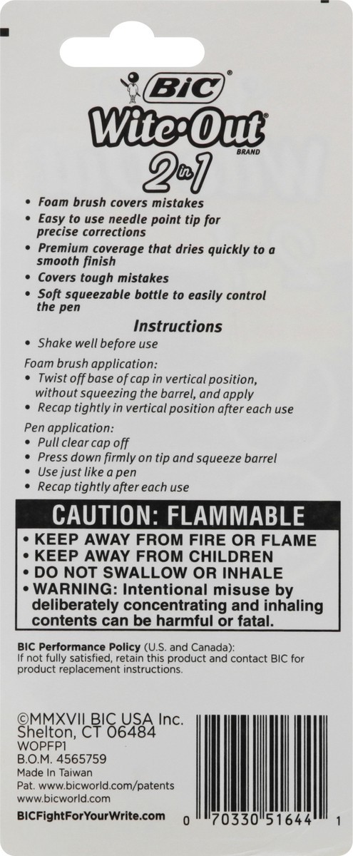 slide 5 of 9, BIC Wite-Out 2-in-1 Correction Fluid, 1 ct