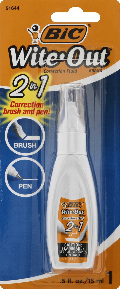 slide 1 of 9, BIC Wite-Out 2-in-1 Correction Fluid, 1 ct