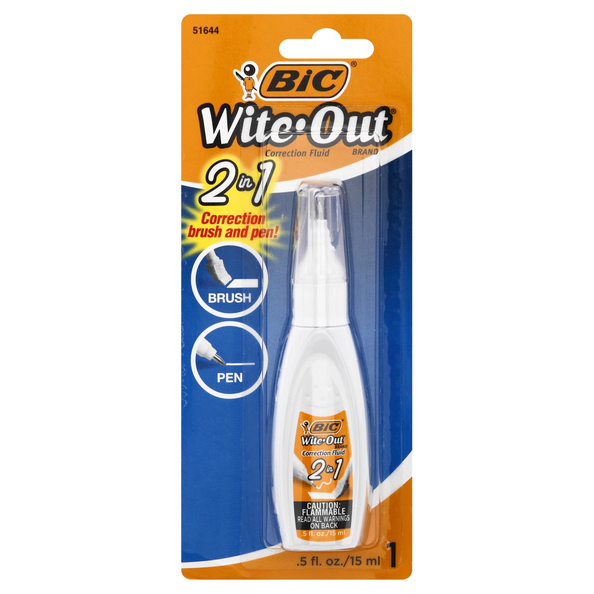 slide 1 of 9, BIC Wite-Out 2-in-1 Correction Fluid, 1 ct
