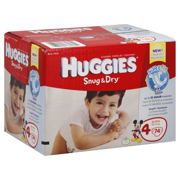 slide 1 of 1, Huggies Disney Baby Big Pak Diapers Size 4, 74 ct