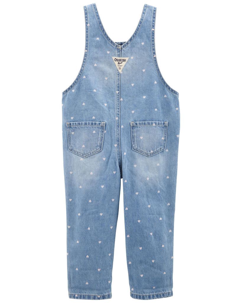 slide 3 of 3, Oshkosh Toddler Heart Print Overalls Denim 5T, 1 ct