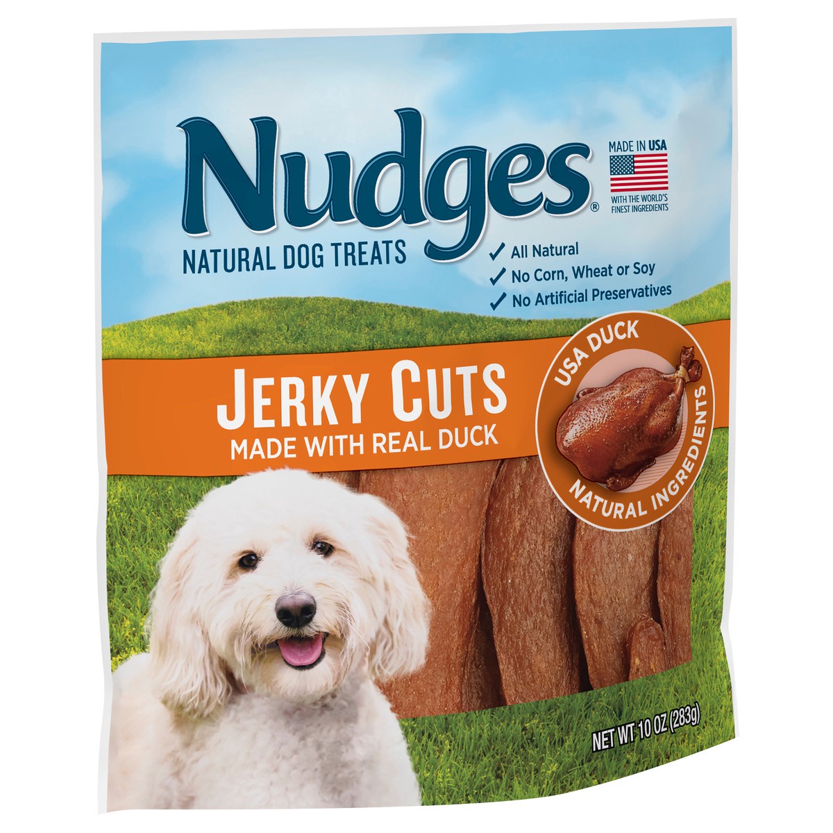 slide 2 of 6, Nudges Duck Jerky Cuts Dog Treats 10 oz, 10 oz