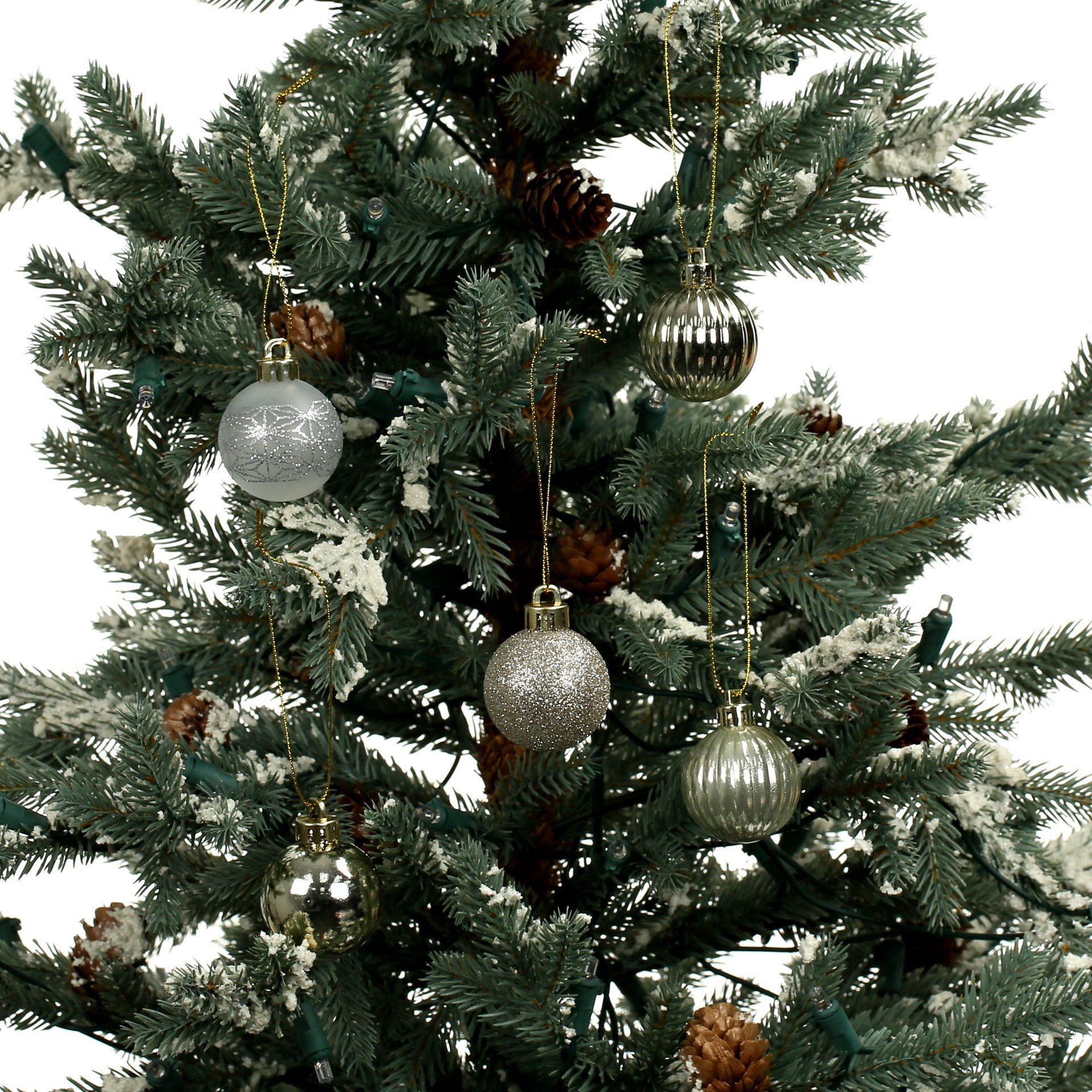 slide 2 of 3, 7 Pack 1.5" Silver & Gold Lattice Shatterproof Ball Ornaments By Ashland, 7 ct