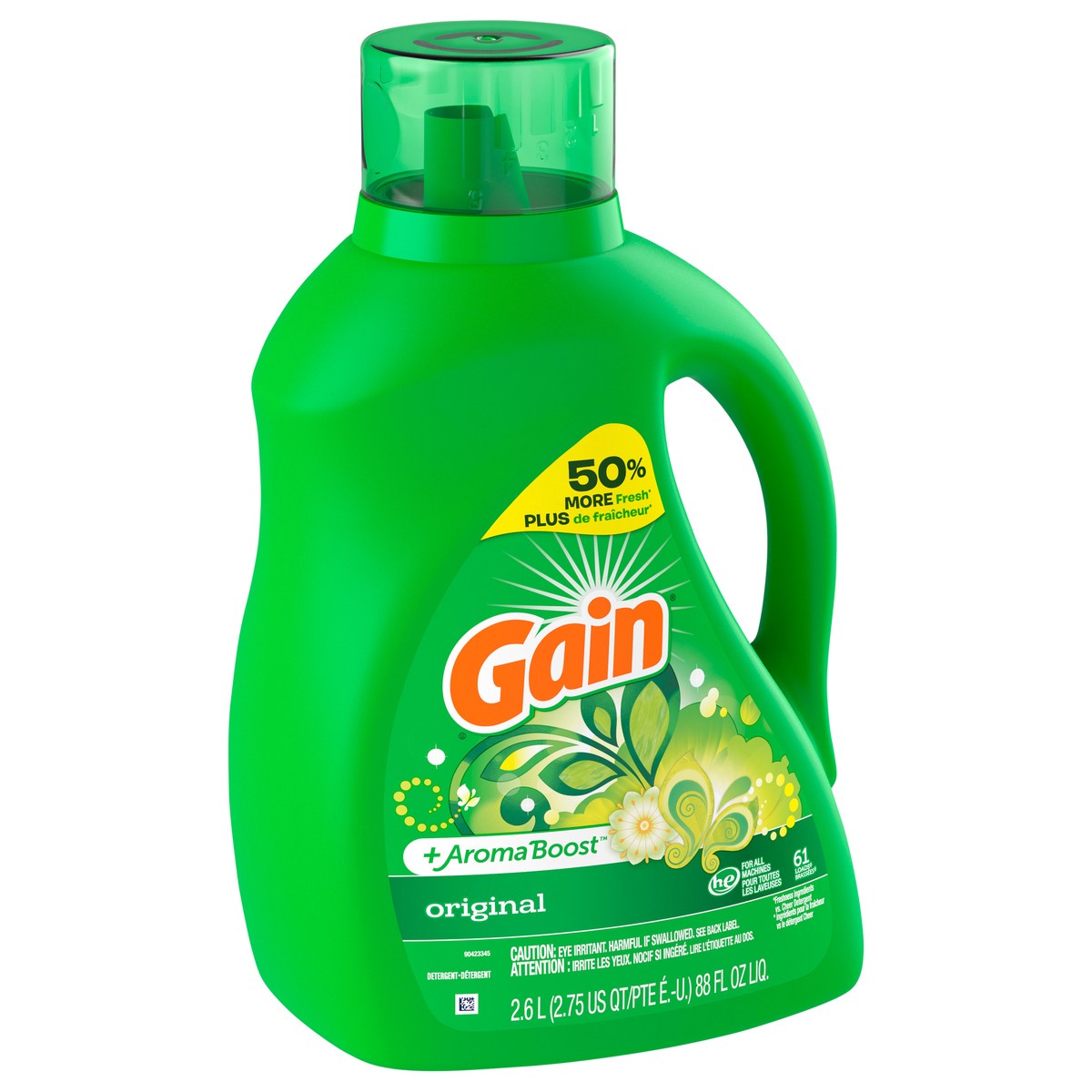 slide 4 of 4, Gain Liquid Laundry Detergent, Original Scent, 88 fl oz, 61 loads, Freshness + Odor Fighting, Laundry Detergent Liquid Soap, HE compatible, 88 fl oz