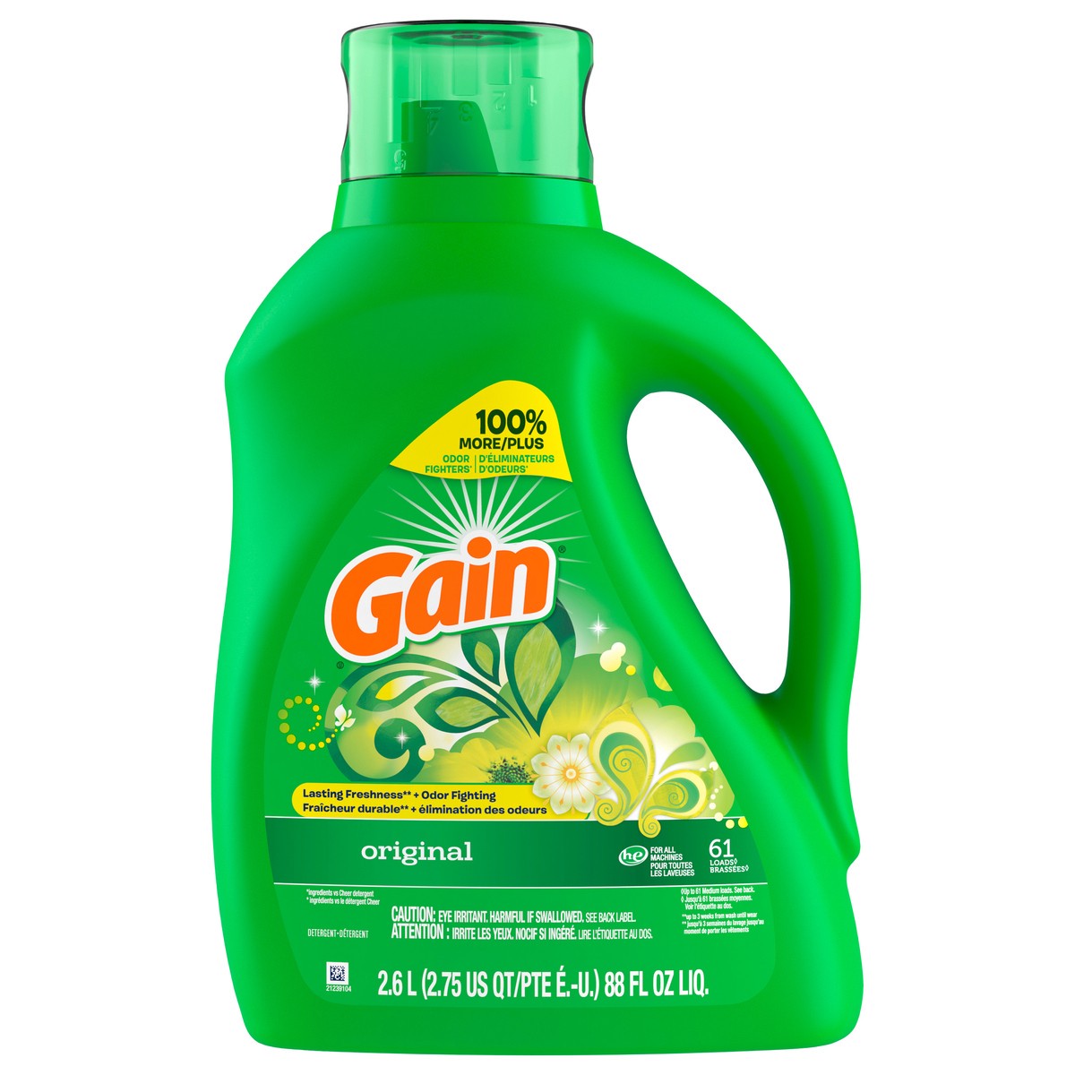slide 1 of 4, Gain Liquid Laundry Detergent, Original Scent, 88 fl oz, 61 loads, Freshness + Odor Fighting, Laundry Detergent Liquid Soap, HE compatible, 88 fl oz