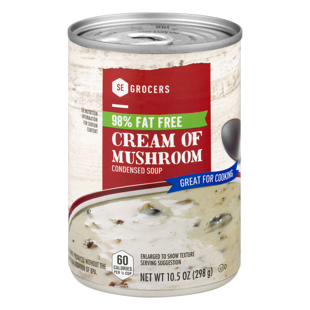 slide 1 of 1, SE Grocers 98% Fat Free Cream of Mushroom Condensed Soup, 10.5 oz