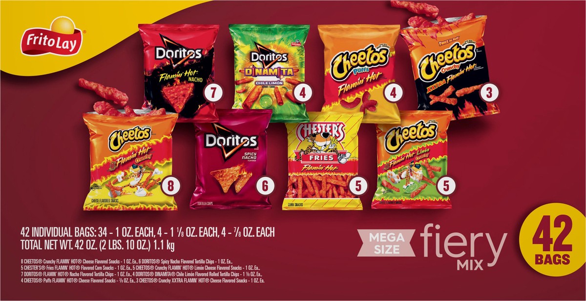 slide 10 of 11, Frito-Lay Fiery Mix, Assorted, Mega Size, 42 ct