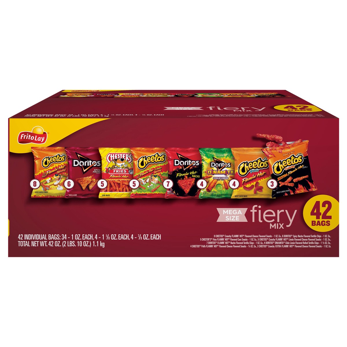 slide 1 of 11, Frito-Lay Fiery Mix, Assorted, Mega Size, 42 ct