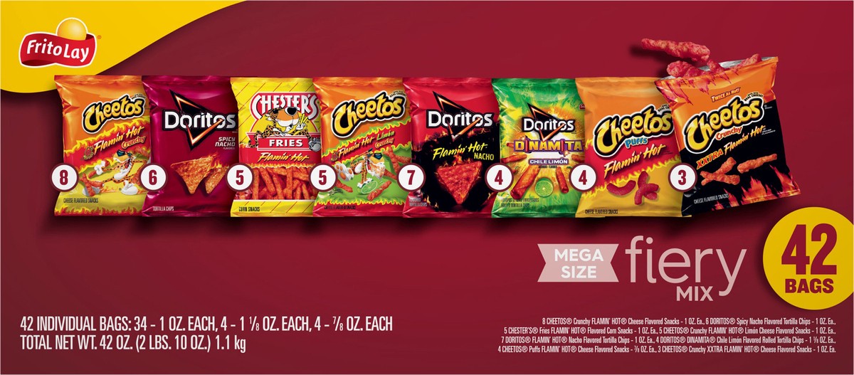 slide 9 of 11, Frito-Lay Fiery Mix, Assorted, Mega Size, 42 ct