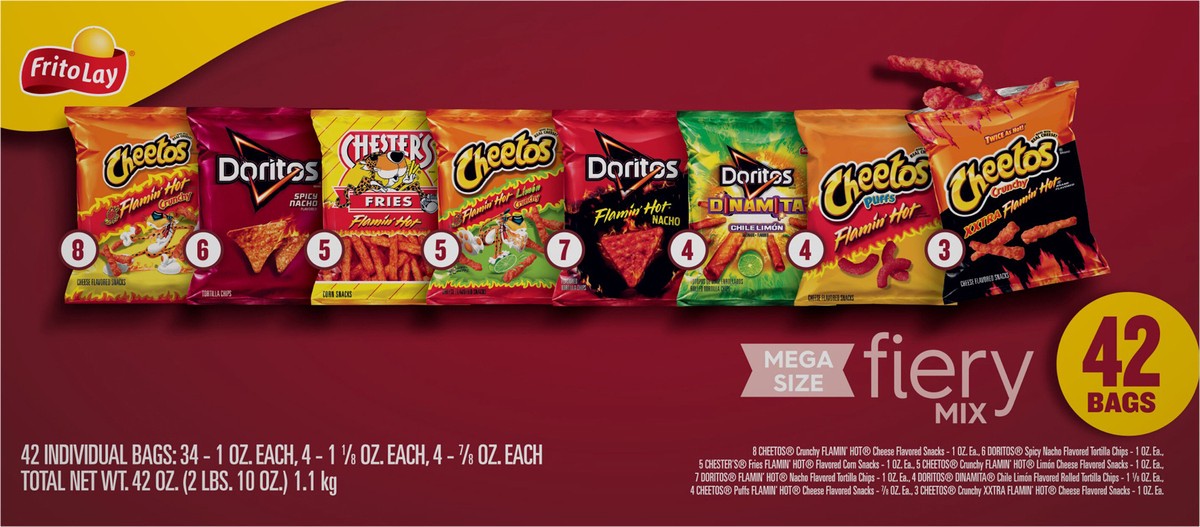 slide 2 of 11, Frito-Lay Fiery Mix, Assorted, Mega Size, 42 ct