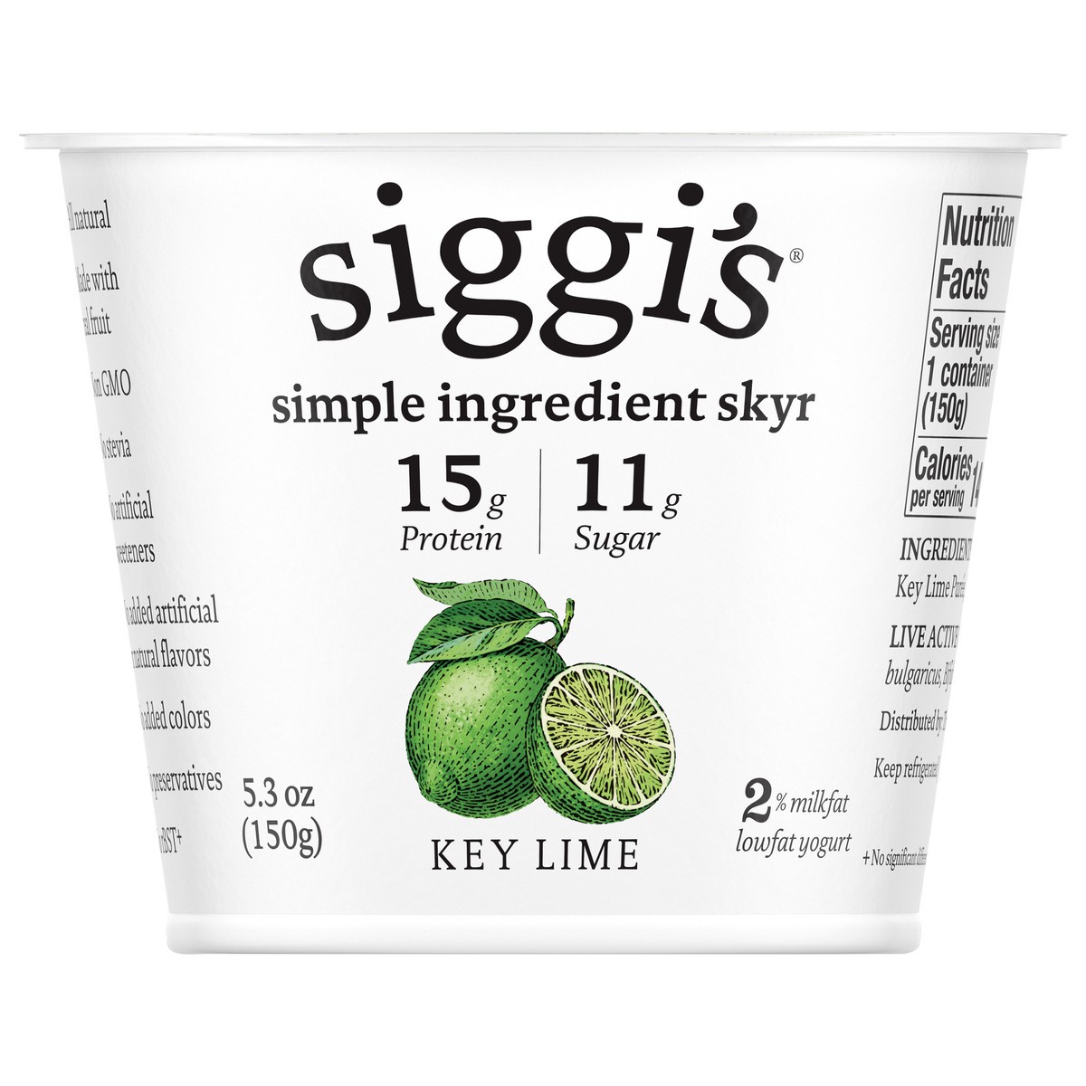 slide 1 of 1, Siggi's Key Lime Lowfat 2% Milkfat Yogurt, 5.3 oz