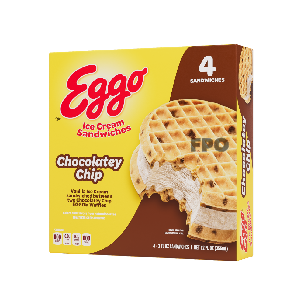 slide 1 of 1, Eggo Ice Cream Sandwich- Chocolate, 4 ct; 3 fl oz