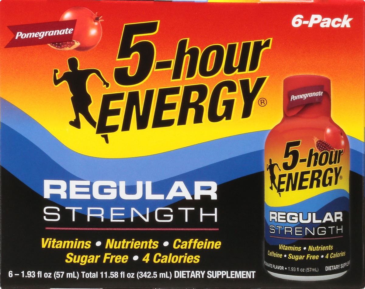 slide 8 of 9, 5-hour ENERGY Shot, Regular Strength, Pomegranate, 6 ct; 1.93 oz