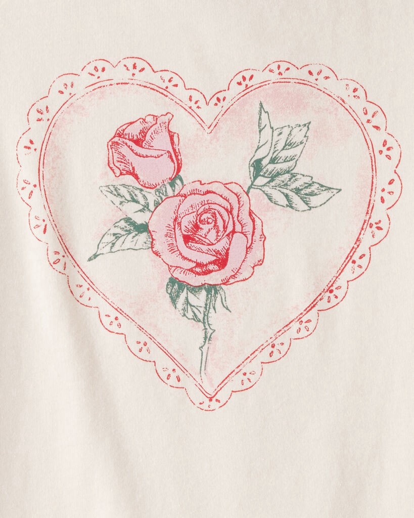 slide 2 of 2, Oshkosh Girls Valentine Heart Long-Sleeve Graphic Tee - White Cream S, 1 ct