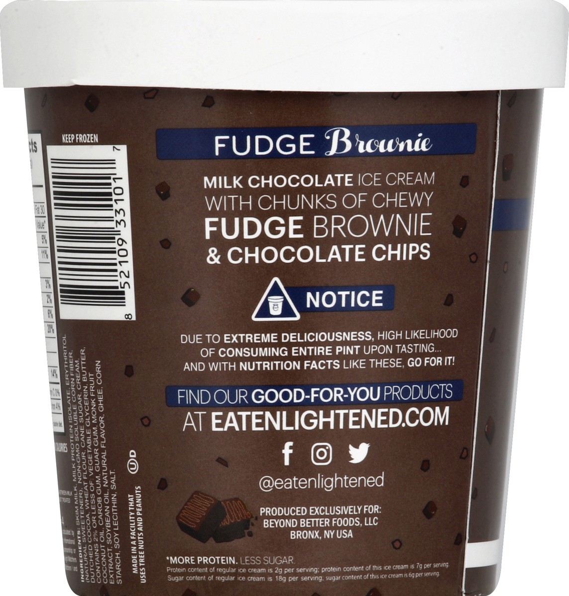 slide 6 of 6, Enlightened Fudge Brownie Ice Cream, 16 oz