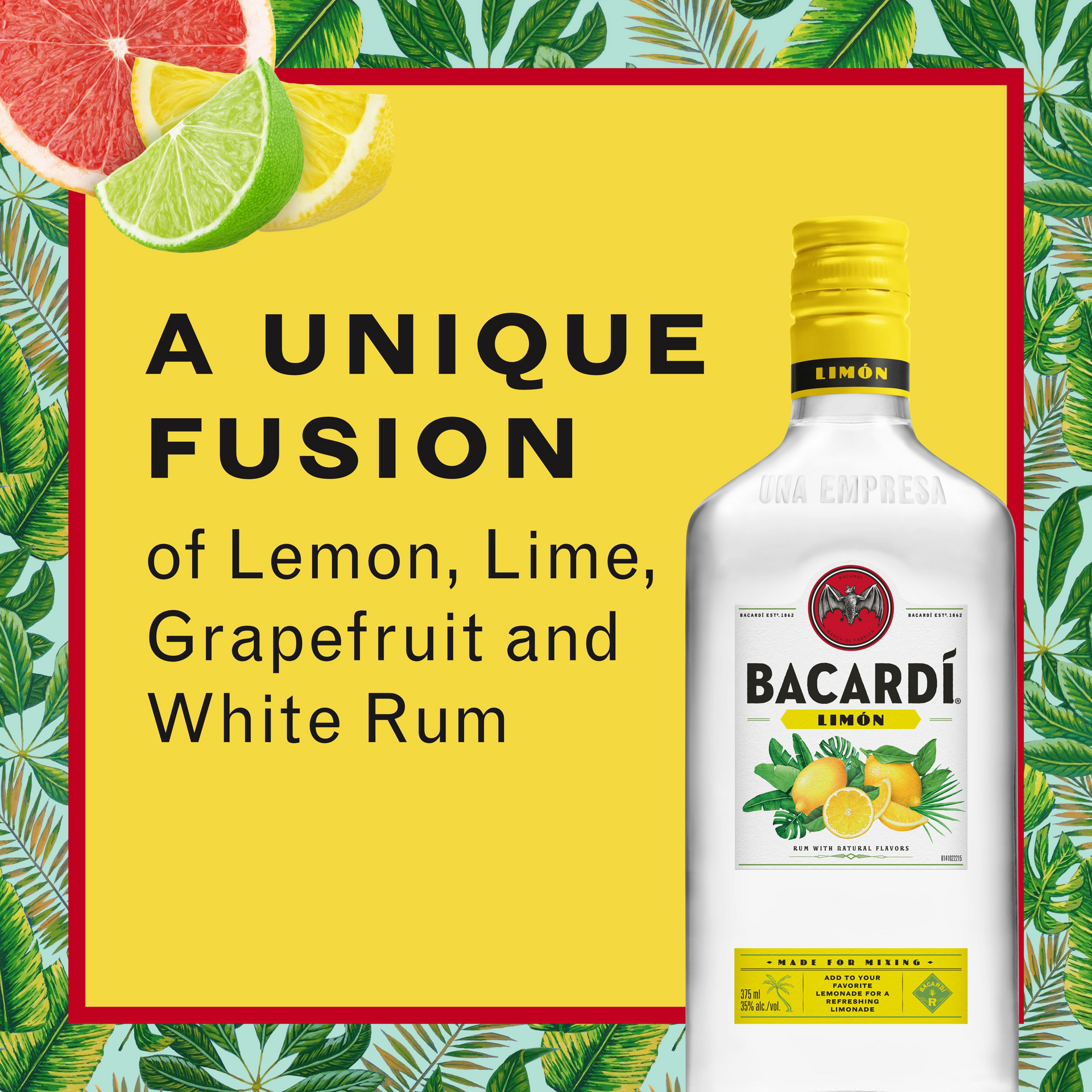 slide 2 of 5, Bacardí Bacardi Limon Rum, Gluten Free 35% 37.5Cl/375Ml, 375 ml