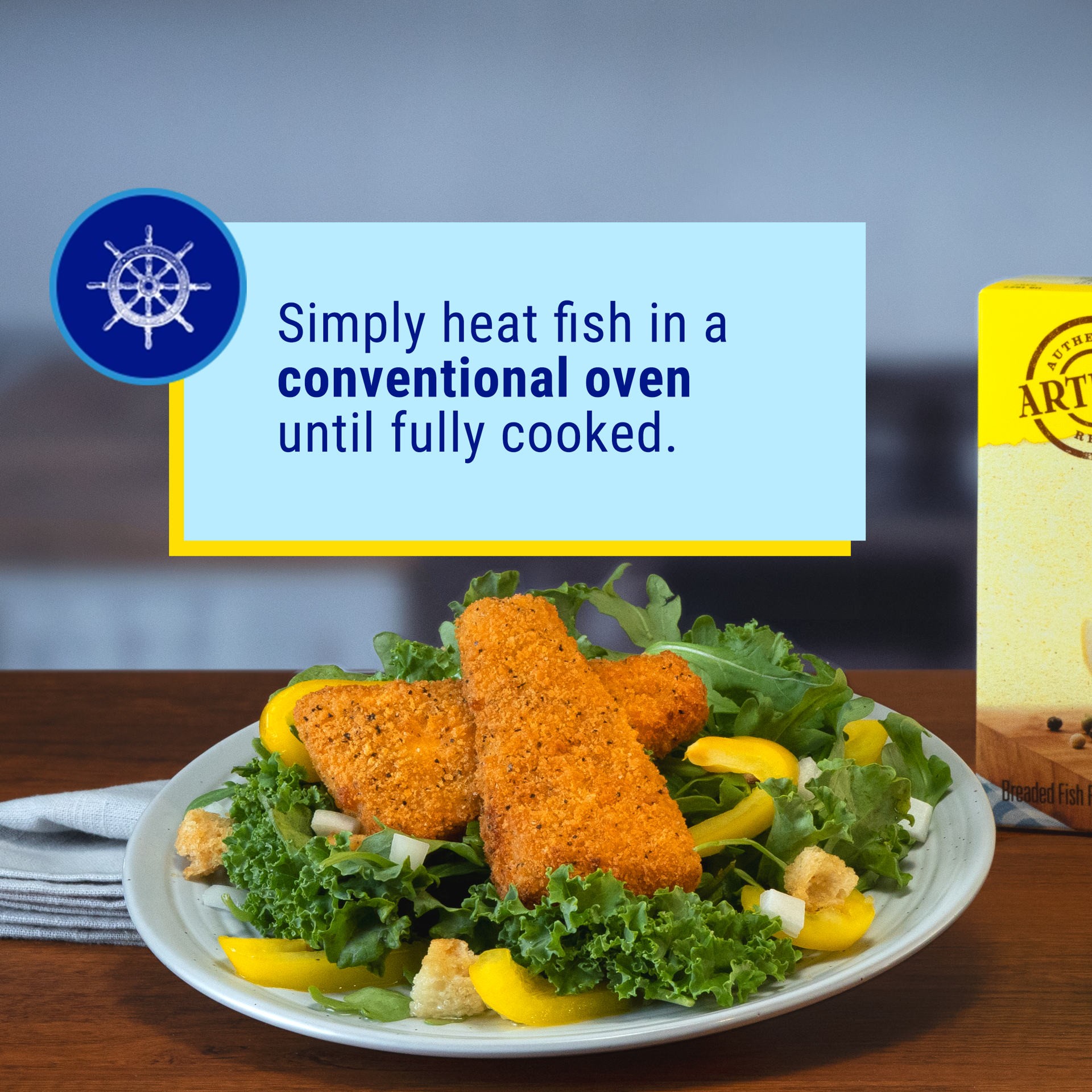 slide 4 of 9, Gorton's Gorton''s Lemon & Cracked Peppercorn Artisan Whole Fish Fillets, Wild Caught Pollock with Panko Breadcrumbs, Frozen, 6 Count, 11 Ounce Package, 11 oz