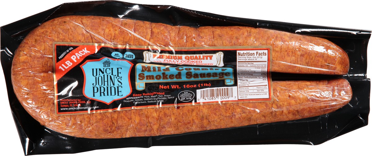 slide 9 of 11, Uncle John's Pride Hot Country Smoked Sausage, 16 oz
