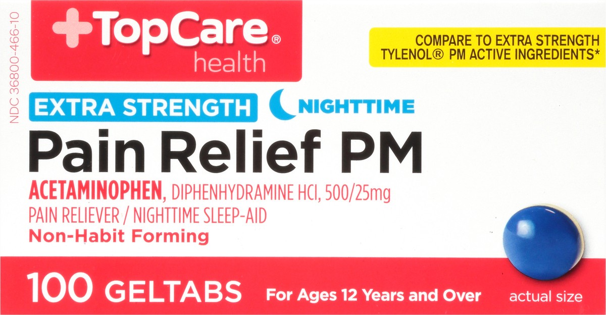 slide 17 of 18, TopCare Extra Strength Pain Reliever/Nighttime Sleep-Aid, 100 ct