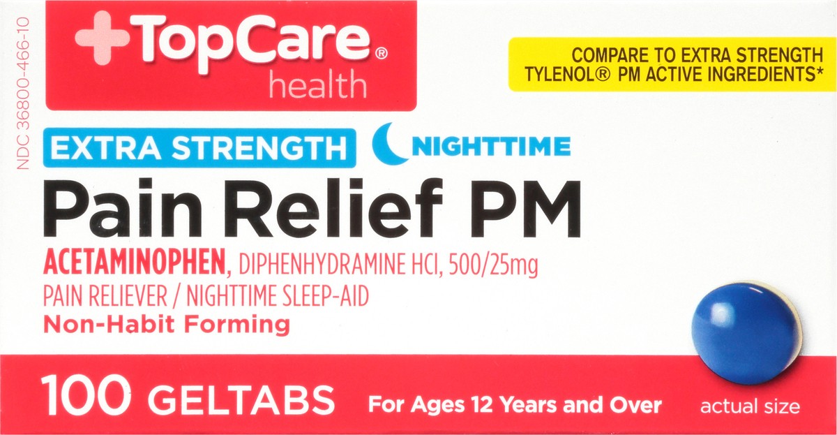 slide 4 of 18, TopCare Extra Strength Pain Reliever/Nighttime Sleep-Aid, 100 ct