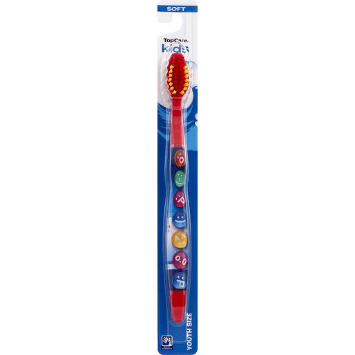 slide 1 of 8, TopCare Youth Size Soft Toothbrush, 1 ct