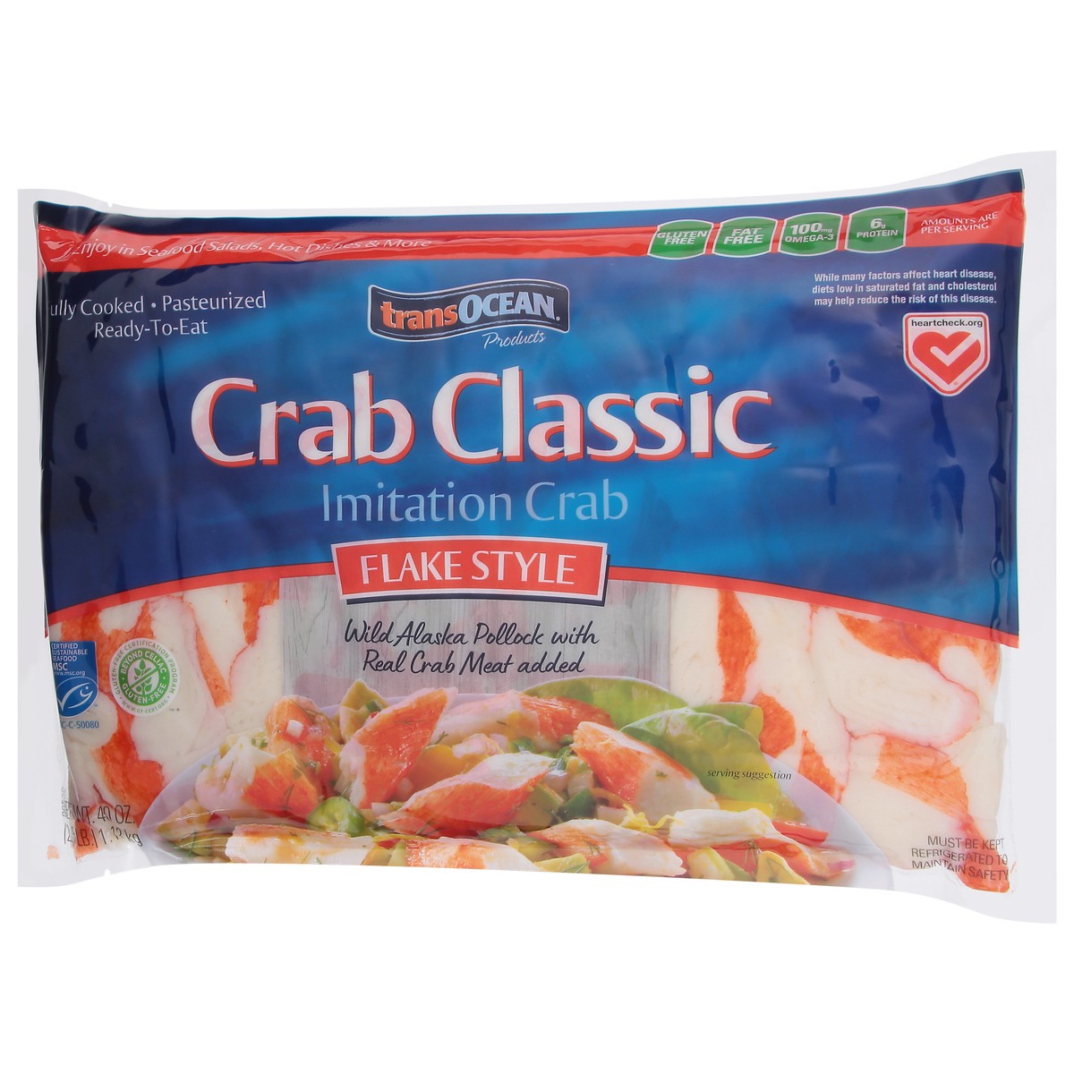 slide 3 of 9, Trans-Ocean Crab Classic Flake Style Imitation Crab 40 oz, 40 oz