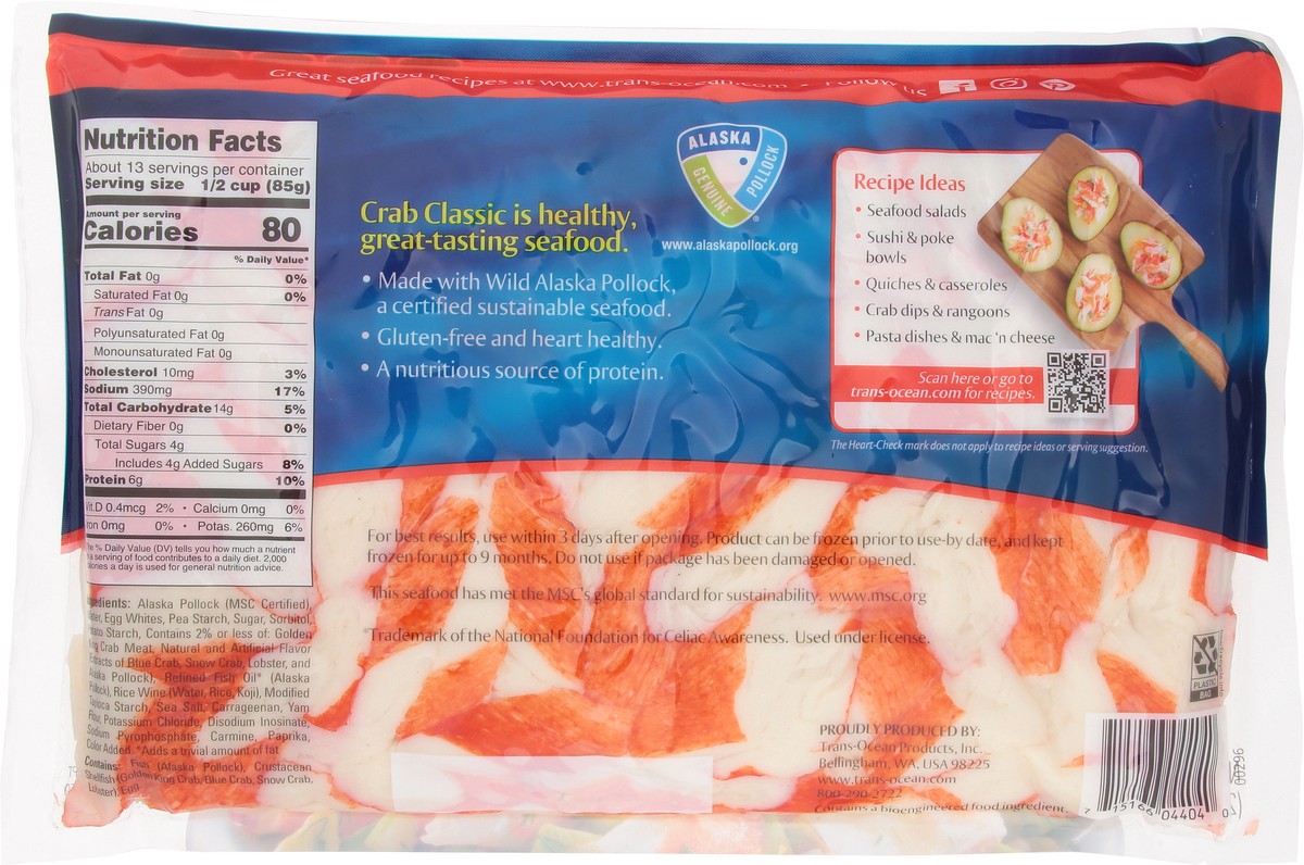 slide 6 of 9, Trans-Ocean Crab Classic Flake Style Imitation Crab 40 oz, 40 oz