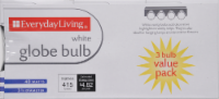 slide 1 of 1, Everyday Living 40-Watt White Globe Light Bulbs, 3 ct