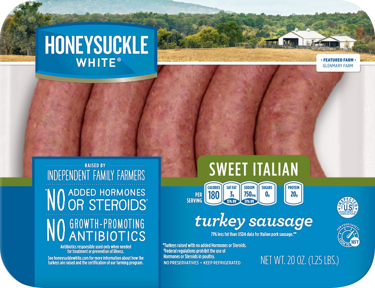 slide 2 of 5, Honeysuckle White Sweet Italian Turkey Sausage, 20 oz