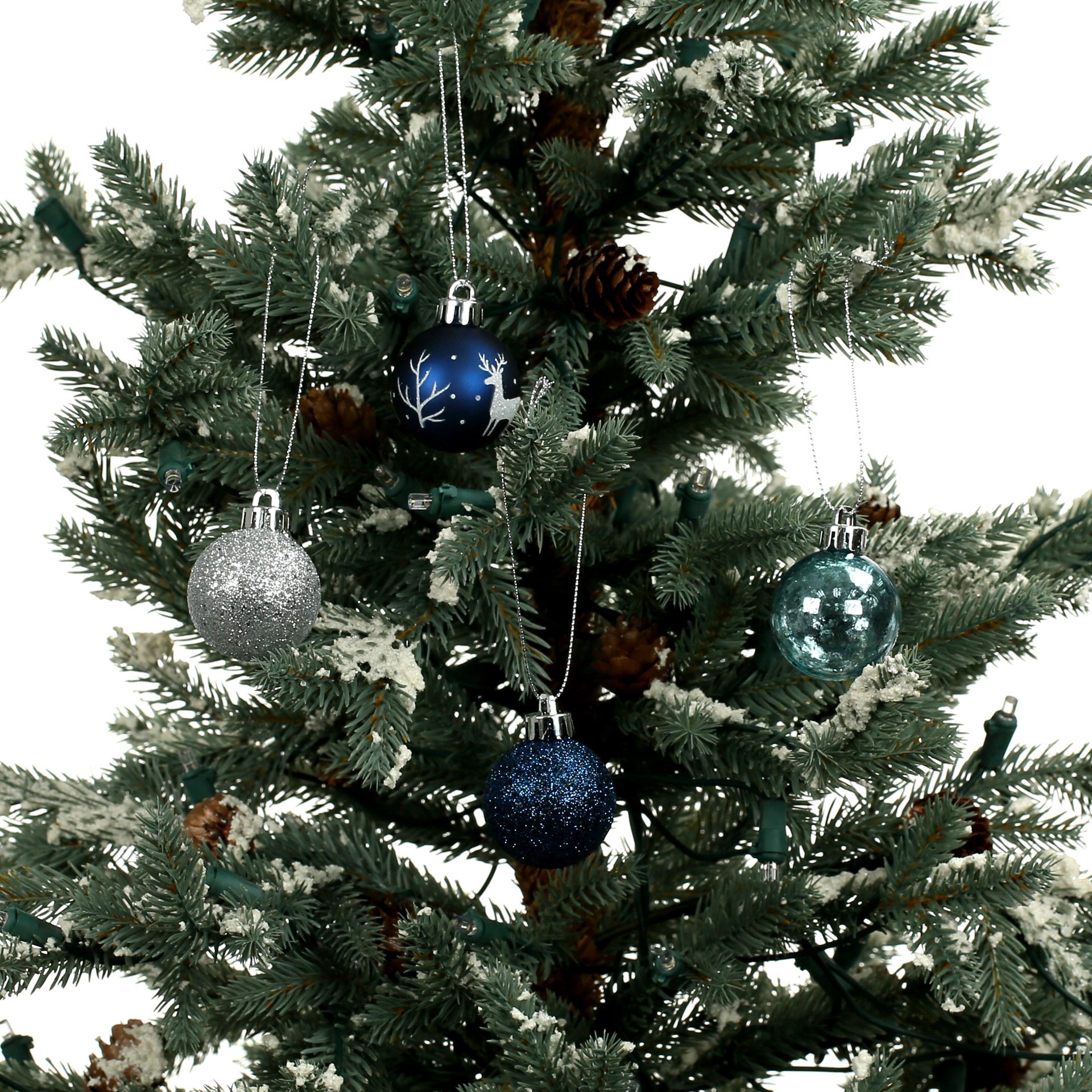 slide 2 of 3, 7 Pack 1.5" Blue & Silver Reindeer Shatterproof Ball Ornaments By Ashland, 7 ct