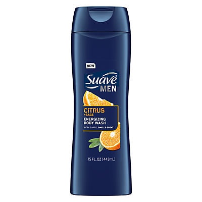 slide 1 of 1, Suave Men Citrus + Sage Energizing Body Wash, 15 oz