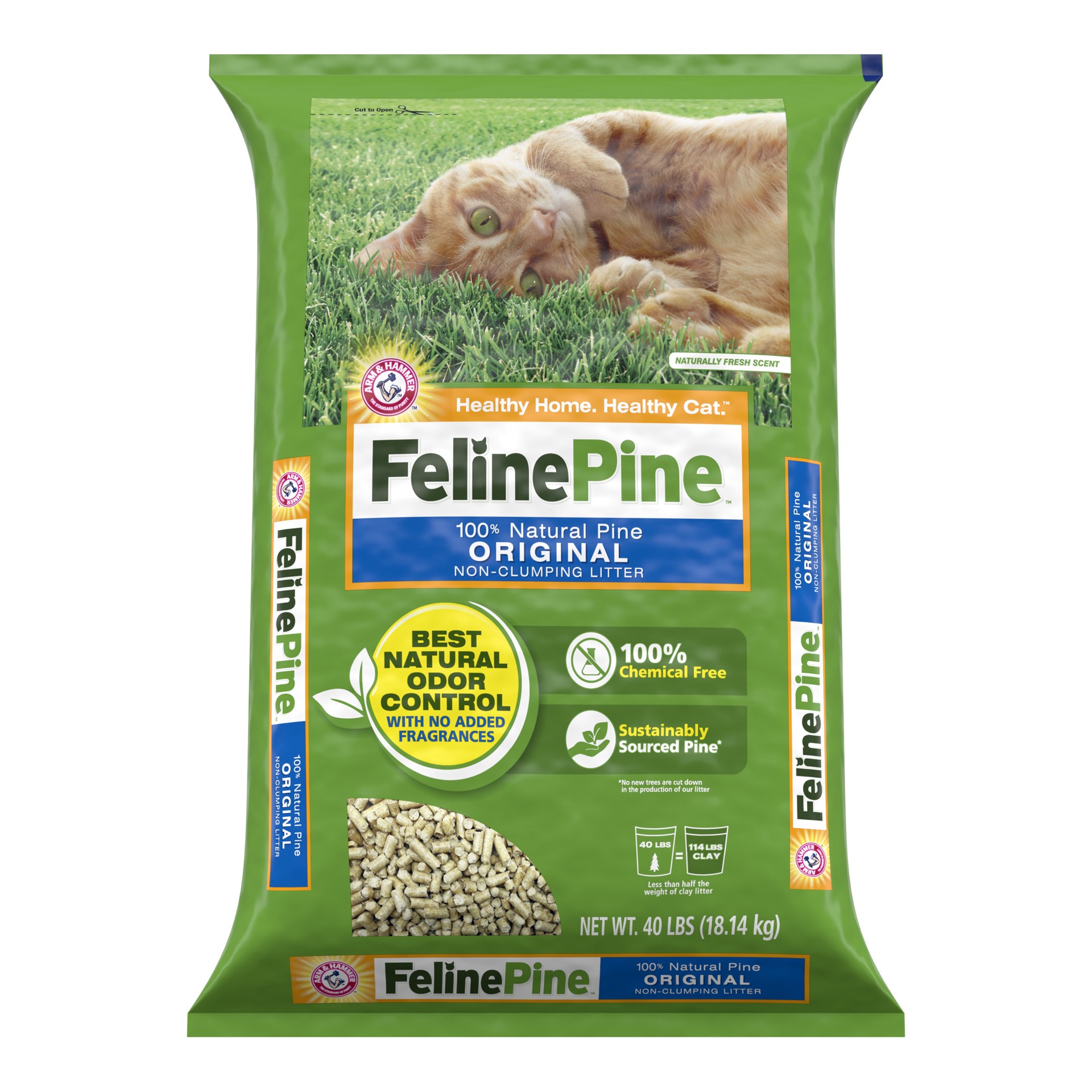slide 1 of 5, Feline Pine Original Cat Litter, 40 lb, 40 lb